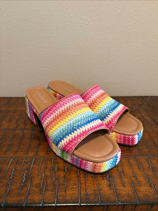 Sophia Taylor Shoes - Sophia Taylor Rainbow Multicolor Stripe Slide Sandals - Size 10